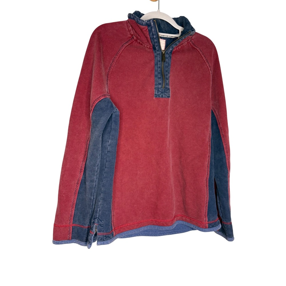 Fat Face The Airlie Men's 1/4 Zip Pullover Sweater Red Navy Cotton